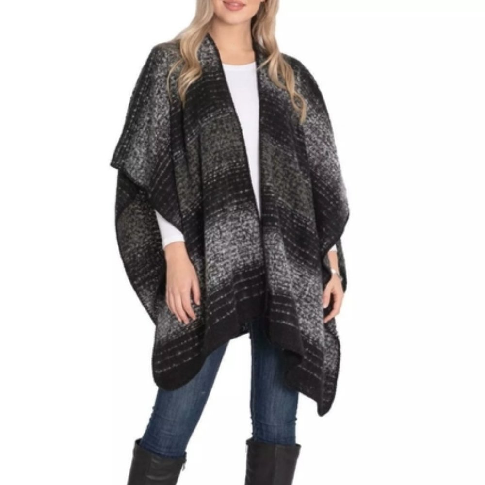 Woolrich Cozy Blanket Wrap Black Gray White One Size - Picture 2 of 6